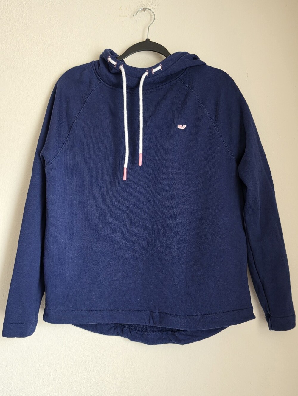 Vineyard Vines Navy Pink Drawstring Pullover Terry Hoodie Size Small